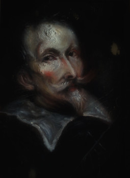 Zeitgenössisches Werk mit dem Titel « Inspiré de Van Dyck, Portrait d'un Homme avec un Outil Médical », Erstellt von LA CIGOGNE