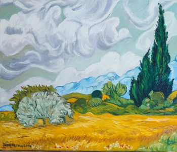 Zeitgenössisches Werk mit dem Titel « " Les cyprès d'après Van Gogh " », Erstellt von MARC DANCRE