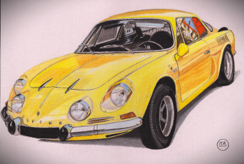 Zeitgenössisches Werk mit dem Titel « Renault Alpine A110 jaune », Erstellt von PIRDESSINS