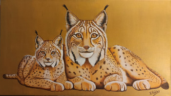 Zeitgenössisches Werk mit dem Titel « Un lynx et son petit », Erstellt von JEAN-CLAUDE ROBLES