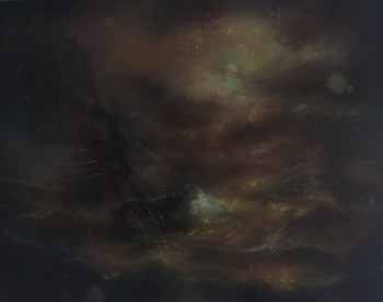 Zeitgenössisches Werk mit dem Titel « Inspiré de Carl Ludwig Bille, Ships in a Seastorm at Night », Erstellt von LA CIGOGNE