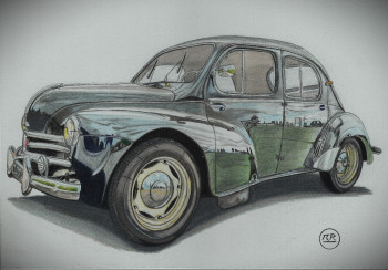 Zeitgenössisches Werk mit dem Titel « Reanult 4CV (1960) », Erstellt von PIRDESSINS