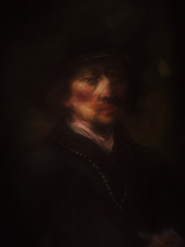 Zeitgenössisches Werk mit dem Titel « Inspiré de Rembrandt, Portrait Irréaliste d'un Nomade », Erstellt von LA CIGOGNE