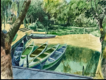 Zeitgenössisches Werk mit dem Titel « EMBARCADAIRE . LE MARAIS POITEVIN 1 », Erstellt von JACQUES TAFFOREAU