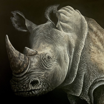 Zeitgenössisches Werk mit dem Titel « Portrait d’un rhinocéros », Erstellt von ANGEL’ART