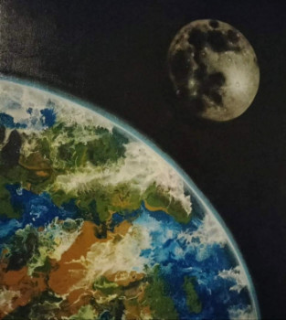 Zeitgenössisches Werk mit dem Titel « Terre, lune. », Erstellt von JONATHAN BREUVART