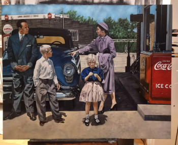 Zeitgenössisches Werk mit dem Titel « Gas station idyll », Erstellt von RALPH HERTLEIN