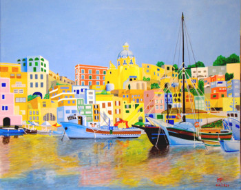 Zeitgenössisches Werk mit dem Titel « Le port de PROCIDA », Erstellt von MICHEL PARIENTE