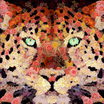 Zeitgenössisches Werk mit dem Titel « Leopard Out Of Flowers 2 », Erstellt von ERIN-DURIEU