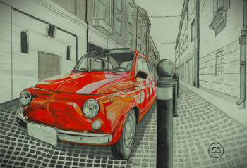 Zeitgenössisches Werk mit dem Titel « Fiat 500 anonyme », Erstellt von PIRDESSINS