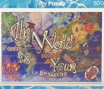 Zeitgenössisches Werk mit dem Titel « PUZZLE 500 pièces qtje World is Yours », Erstellt von LE X MONEY