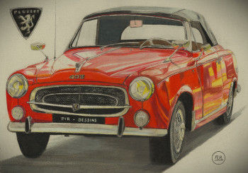 Zeitgenössisches Werk mit dem Titel « La 403 cabriolet », Erstellt von PIRDESSINS