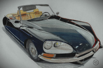 Zeitgenössisches Werk mit dem Titel « Citroën DS cabriolet », Erstellt von PIRDESSINS