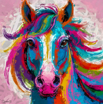 Zeitgenössisches Werk mit dem Titel « Colorful horse », Erstellt von DORON B