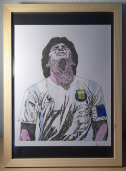 Zeitgenössisches Werk mit dem Titel « Joie de Maradona », Erstellt von CRéAWILL