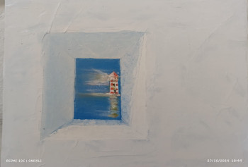 Zeitgenössisches Werk mit dem Titel « Azul/Blanco nº3 », Erstellt von ANTONIO CERON