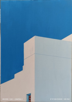 Zeitgenössisches Werk mit dem Titel « Azul/Blanco nº4 », Erstellt von ANTONIO CERON