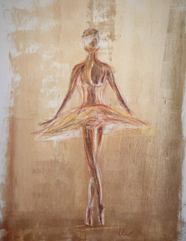 Zeitgenössisches Werk mit dem Titel « Ballerina,  gold », Erstellt von CARO.ART4