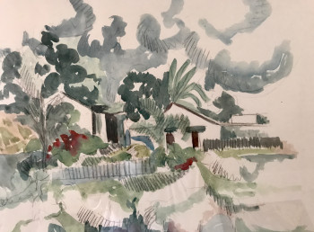 Zeitgenössisches Werk mit dem Titel « aquarelle 1974 », Erstellt von LABOR