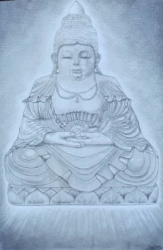 Zeitgenössisches Werk mit dem Titel « Bouddha assis », Erstellt von MALHORNE