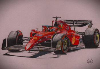 Zeitgenössisches Werk mit dem Titel « Ferrari F1-75 », Erstellt von PIRDESSINS