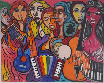 Zeitgenössisches Werk mit dem Titel « LES MUSICIENNES », Erstellt von JOSé GARCIA