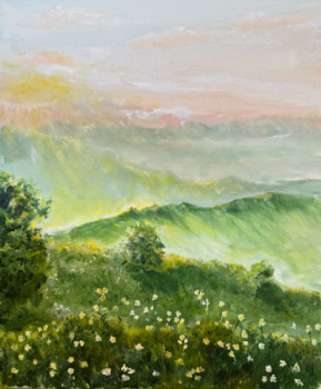 Zeitgenössisches Werk mit dem Titel « Dawn in the mountains », Erstellt von OLEKSANDRA HORSCROFT