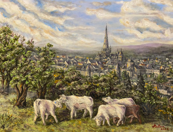 Zeitgenössisches Werk mit dem Titel « Autun ville », Erstellt von владимир шир