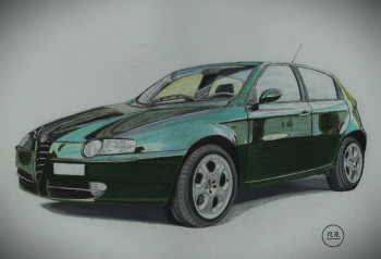 Zeitgenössisches Werk mit dem Titel « Valérie's first car », Erstellt von PIRDESSINS