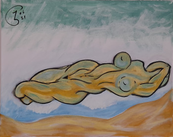 Zeitgenössisches Werk mit dem Titel « NUE SUR LE SABLE », Erstellt von JOSé GARCIA