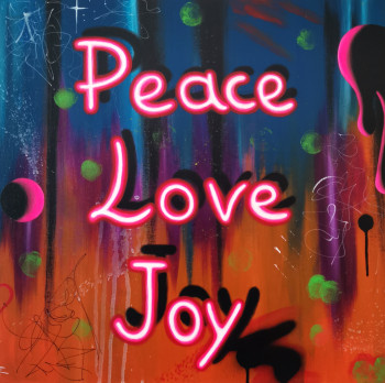 Zeitgenössisches Werk mit dem Titel « Peace Love Joy », Erstellt von IRINA HUNNINEN