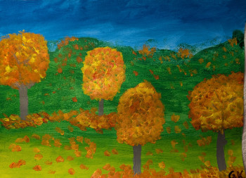 Zeitgenössisches Werk mit dem Titel « Bunter Herbst », Erstellt von G.K.