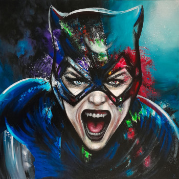 Zeitgenössisches Werk mit dem Titel « Angry Catwoman », Erstellt von ESTELLE BARBET