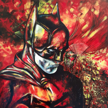 Zeitgenössisches Werk mit dem Titel « Batman on fire », Erstellt von ESTELLE BARBET