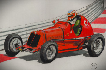 Zeitgenössisches Werk mit dem Titel « ERA R3A au GP historique de Monaco en 2022. », Erstellt von PIRDESSINS