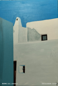 Zeitgenössisches Werk mit dem Titel « Azul/Blanco nº6 », Erstellt von ANTONIO CERON