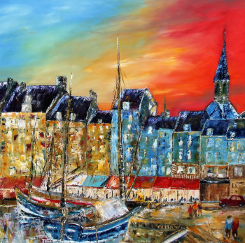 Zeitgenössisches Werk mit dem Titel « UN SOIR A HONFLEUR », Erstellt von ALAIN LETOUZé