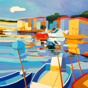 Zeitgenössisches Werk mit dem Titel « Sète, les cabanes de la Pointe Courte », Erstellt von JEAN-NOëL LE JUNTER