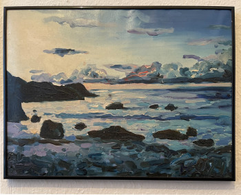 Zeitgenössisches Werk mit dem Titel « Abend am Meer, Anse Lazio auf Praslin, Seychellen », Erstellt von HERBERT WIEDERGUT