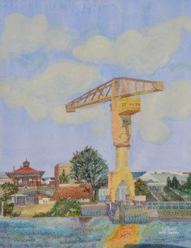 Zeitgenössisches Werk mit dem Titel « La Grue Jaune (Nantes) », Erstellt von AFFIF CHERFAOUI