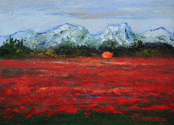 Zeitgenössisches Werk mit dem Titel « Coquelicots dans les Alpilles », Erstellt von JEAN-FRANçOIS CLEMENCEAU