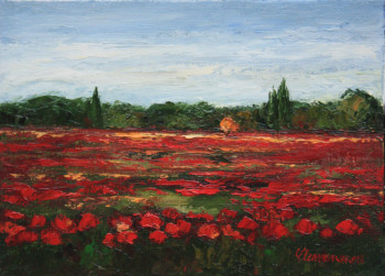 Zeitgenössisches Werk mit dem Titel « Coquelicots dans l'ïle de Ré », Erstellt von JEAN-FRANçOIS CLEMENCEAU