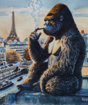 Zeitgenössisches Werk mit dem Titel « Kong Paris », Erstellt von KARBONE