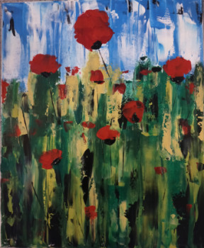 Zeitgenössisches Werk mit dem Titel « Coquelicots », Erstellt von HUBERT BRIDOUX