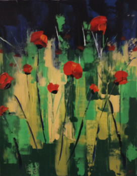 Zeitgenössisches Werk mit dem Titel « Coquelicots 2 », Erstellt von HUBERT BRIDOUX