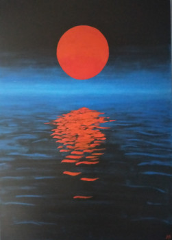 Zeitgenössisches Werk mit dem Titel « Lune rouge », Erstellt von HUBERT BRIDOUX