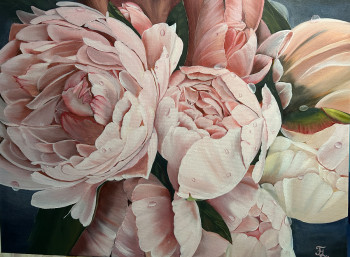 Zeitgenössisches Werk mit dem Titel « Aube de pivoines », Erstellt von TATIANA LASHCHENKOVA