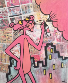 Zeitgenössisches Werk mit dem Titel « PINK PANTHER », Erstellt von GéDé