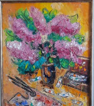 Zeitgenössisches Werk mit dem Titel « Bouquet de lilas », Erstellt von ALAIN DUPERAY