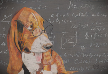 Zeitgenössisches Werk mit dem Titel « Smart Doc (chien intelligent) », Erstellt von PIRDESSINS